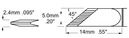 Image of Metcal SCV-DRK50 SxV Series Hand Soldering Tip for High Thermal Demand Applications, 460 Degree C Maximum Tip Temperature, Knife 45 Degree, 5.0mm Tip Size, 14mm Tip Length