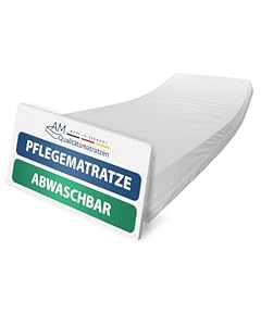 AM Qualitätsmatratzen wasserdichte Matratze Fuer Pflegebett 90x200 - Made in Germany - Inkontinenzmatratze für die Heimpflege 14 cm - Krankenbett Matratzen Fuer Senioren mit festen Sitzkanten