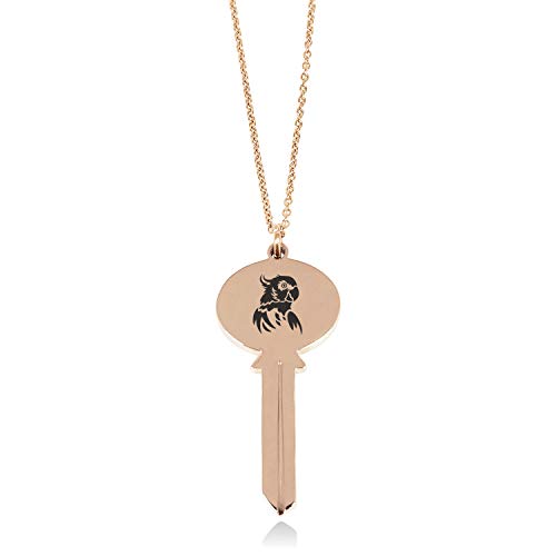 Tioneer Rose Gold Plated Stainless Steel Parrot Oval Head Key Charm Pendant Necklace