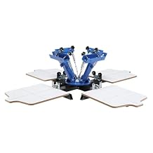 Screen Printing Machine 4 Color 4 Station, 21.2x17.7in Silk Screen Press, 360 Rotatable, Double-Layer Pallet for T-Shirt DIY Fabric Printing