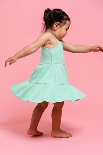 Image of monica + andy Ribbed Spaghetti Strap Dress, 100% Organic Kids Clothes for Girls, Girl Casual Dress