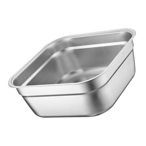 TOBBOMEY Cuenco Acero Inoxidable Cuadrado Resistente Golpes Apilable y Multifuncional para Buffet Lavado de Verduras y Sopa Cocina