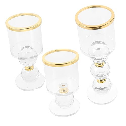 Cabilock 3pcs Candle Holder for Pillar Candle Crystal Candlesticks Candle Holder for Room Windproof Clear Candle Holders Candle Holder for Table Cylinder Candleholders Pillar Candle Holder