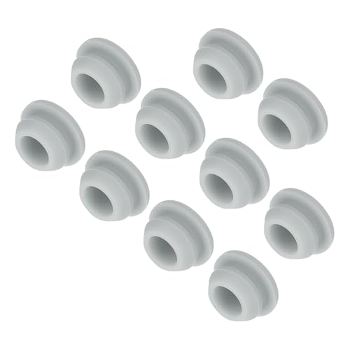 Image of MECCANIXITY 10pcs Silicone Snap in Locking Hole Plugs,9mm /0.4 Inch Mounting Diameter Narrow Groove Width 2mm Panel Seal Cover Round for Kitchen Bulkheads Waterproof Sealing Plugs Grey