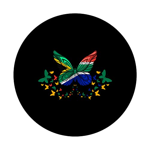 South Africa South African South Africa Flag Butterflies PopSockets Swappable PopGrip, Black - Image 3