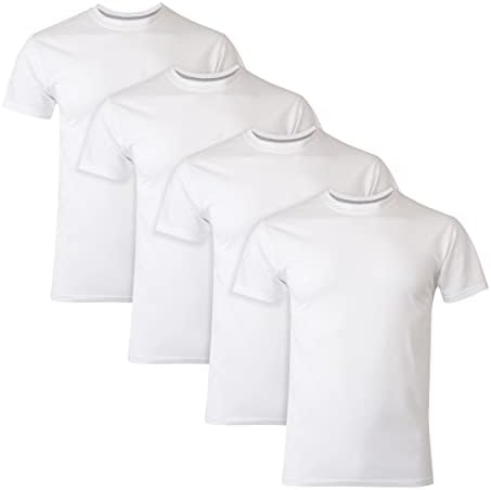 Hanes Ultimate mens Ultimate Tagless Slim Fit Crew - 4-pack Multiple Colors (All Black, All White) undershirts, 4 Pack White, Medium US