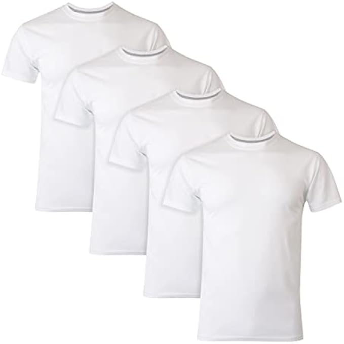 Hanes Ultimate Men's 4-Pack FreshIQ Slim Fit Crew T-Shirt, White, Large