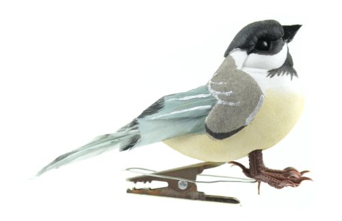 Mushroom Bird W/Clip 3.25-Yellow Capped Chickadee...