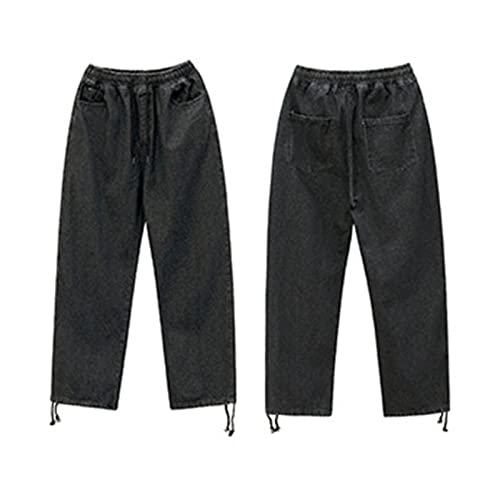 Maiyifu-GJ Men's Loose Fit Straight Leg Jeans Drawstring Elastic Waist Denim Jeans Lightweight Relaxed Fit Pull On Jean Pants2