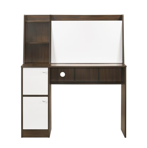 Image of DeckUp Aston Home Engineered Wood Study Table and Office Desk (Walnut & White, Matte Finish)