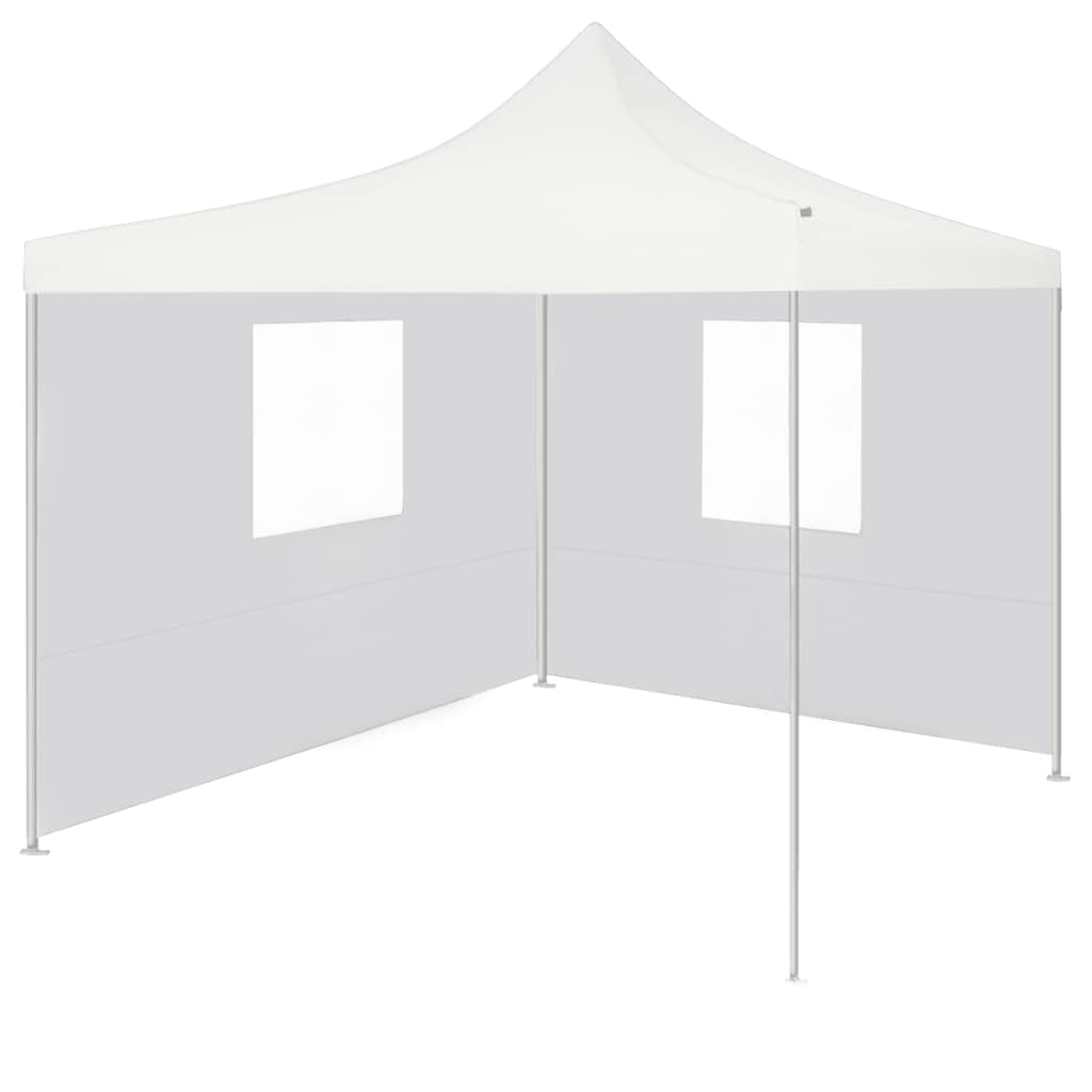 Gazebo Pieghevole Professionale,gazebo terrazzo esterno gazebo campeggio Robusto e durevole per spiagge, barbecue, campeggio, feste 2 Pareti 3x3m Acciaio Bianco