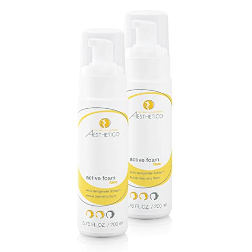 AESTHETICO active foam - Reinigungsschaum für Akne und unreine Haut, porentiefe Gesichtsreinigung mit Glycol- und Salizylsubstanzen, 2x 200 ml
