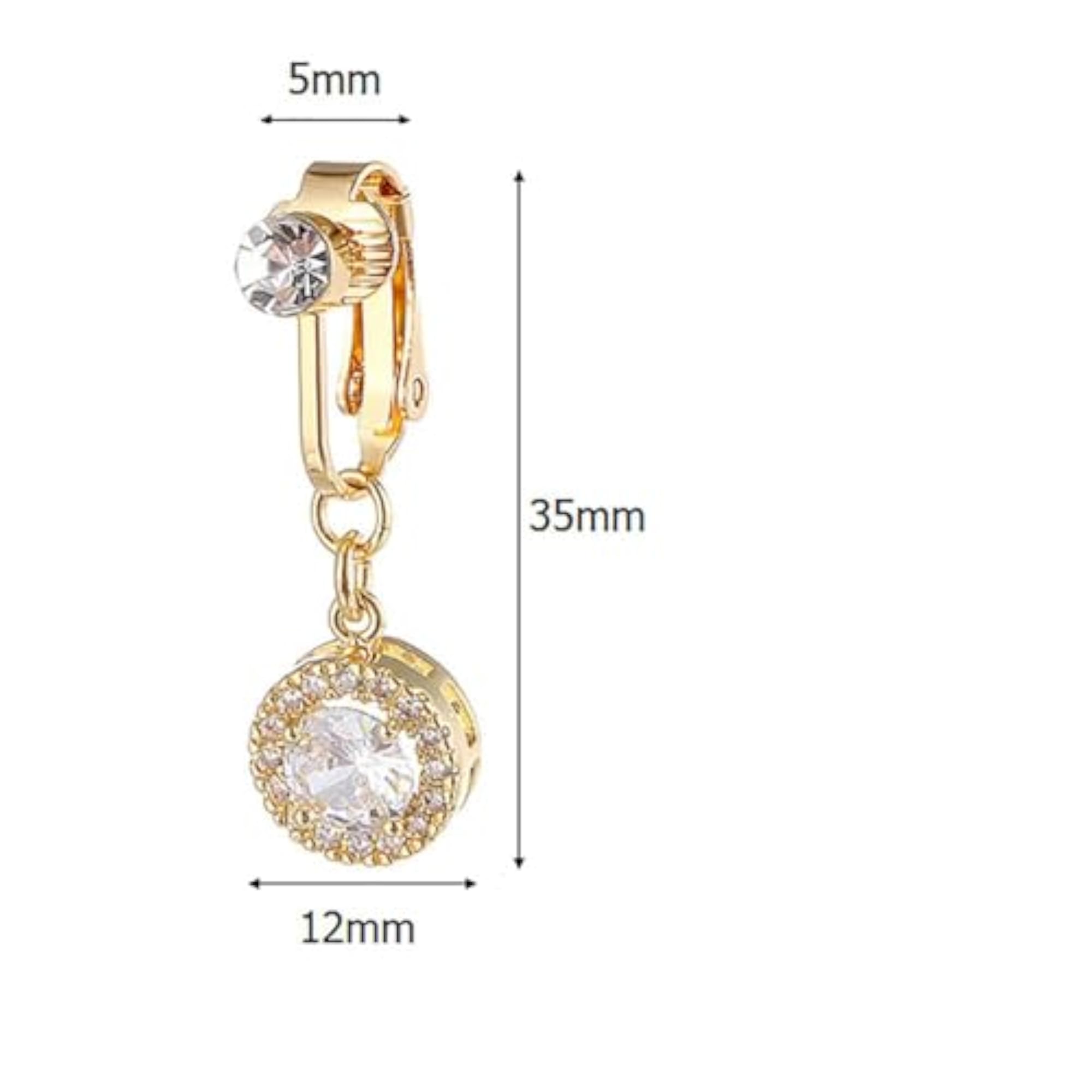 Women's Clip-On Fake Belly Button Rings, Rhinestone Design