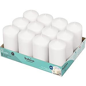 BOLSIUS Set of 12 White Pillar Candles – 2.75-x 5-inch Unscented Candle Set – Dripless Clean Burning Smokeless Dinner…