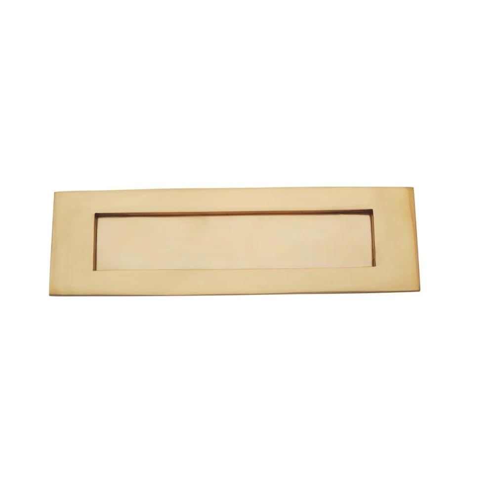 EuroArt Contract Letter Plate Heavy Duty Door Letterbox Mail Slot Postal Flap for Front Doors Residential and Commercial Use (Polished Brass, 355 x 114mm)