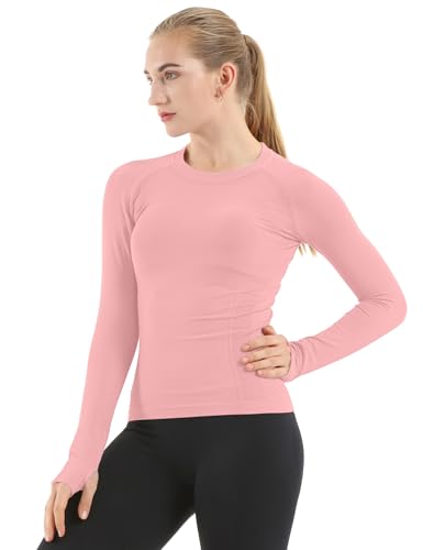 Image of MathCat Seamless Workout Shirts for Women Long Sleeve Yoga Tops Sports Running Shirt Breathable Athletic Top Slim Fit XS-XL