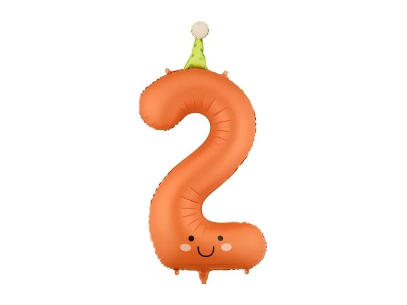 Cute Number Balloons for Birthday Parties, 0-9 Selectable Numbers, Multicolour Smiley Face Design, 86cm, Kids and Adults (Number 2)
