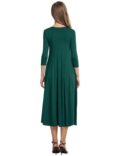 Image of HOTOUCH Women's 3 /4 Sleeve A-line and Flare Midi Long Dress