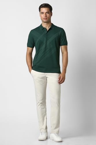 Image of Peter England Perform Men's Asymmetric Print Polo T-Shirt
