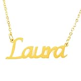 Kigu LAURA Collar con nombre - Chapado en oro personalizado de 18 quilates - Cadena ajustable