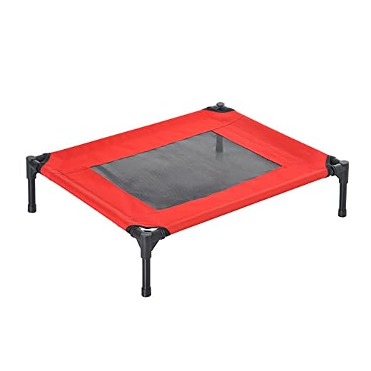 PawHut Cama Mascota para Perros Gatos Camas para Domir Relajar Exterior Terraza Jardín Malla de Ventilación (M: 76 x 61 x 18cm (LxAnxAl))