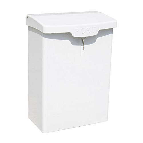 ZCL Mailbox with Post Brown Large Post Box Metal Lockable Wall Mounted Mailbox Square Outdoor Garden Letterbox Safe and Waterproof Mailbox Covers Magnetic (Color : White)