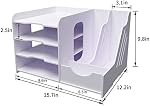 Organisateur de bureau à 4 niveaux Natwind avec support de fichiers, blanc | Accessoires de bureau pour fournitures de bureau, plateau à lettres, organisation de papier pour la maison, le bureau, la salle de classe