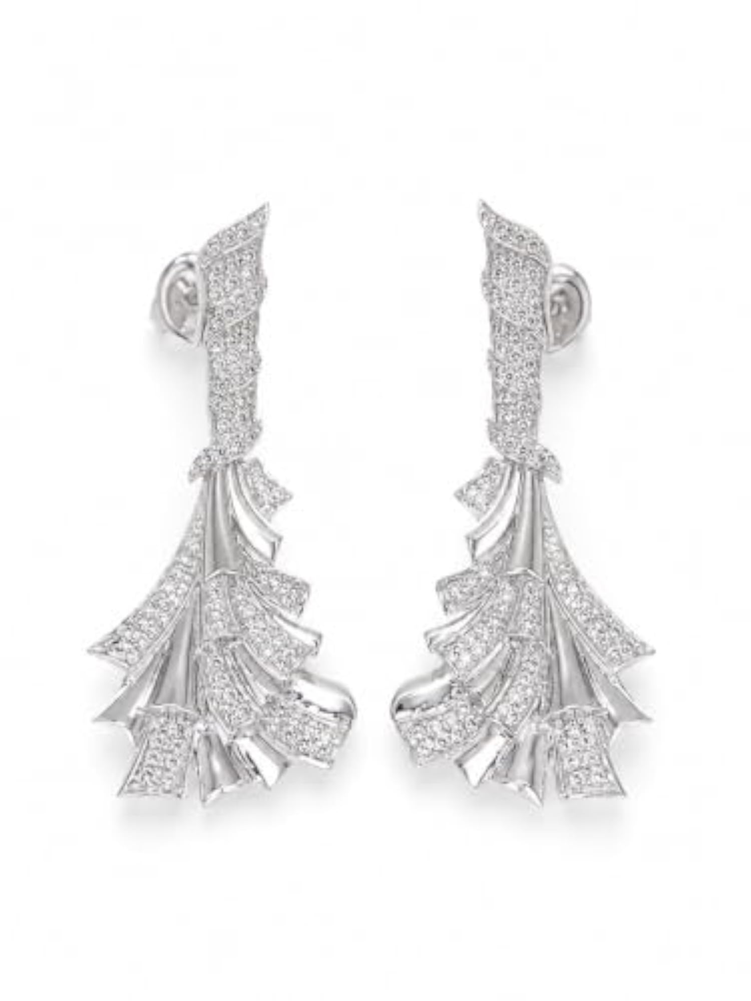 Women's Tiered Fan Drop Earrings in 925 Sterling Silver