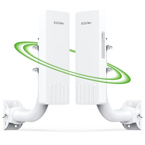 Adalov Pont WiFi Exterieur 5,8 GHz, Pont sans Fil Extérieur Point-à-Point 3KM, Antenne 14dBi avec...