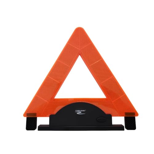 Image of Lumen Wand Reflective Warning Triangle with LED Lights for Road Safety Metal Base | Internal LED with External Reflectors Emergency Triangle for Car Breakdowns