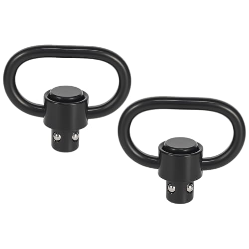 NEATABY Quick Detach Sling Swivel Attachments, Heavy Duty Button-Operated Mount, Two Point and Traditional Sling Swivel, Black (2 Pcs 1.25