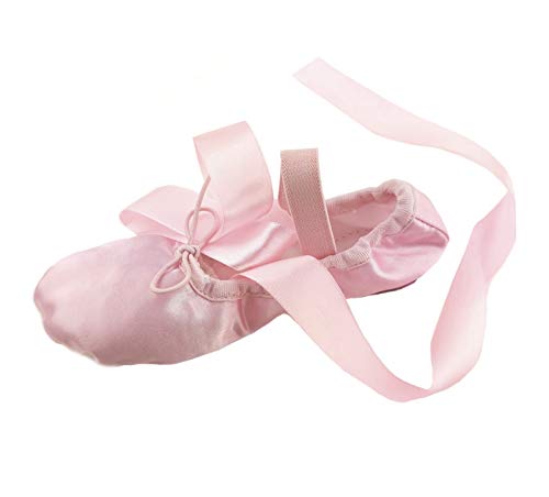 Zapatos de danza para niñas estilo ballet en color rosa claro y blanco