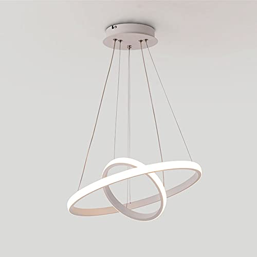 Plafonnier à 3 Anneaux LED Dimmable : Luminaire suspendu design métallique réglable en hauteur