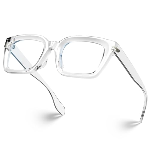 Image of VISOONE Chunky Square Anti Glare UV400 Blue Light Blocking Computer Glasses | 99% Digital Screen Filter Non-Prescription Clear Lens Thick Frame 32g Lightweight Eyewear Office for Men Women MONTANA