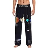 Solar System - Pijama para hombre con estampado de Júpiter Saturno, pijama suave con bolsillo con cordón, Negro, L
