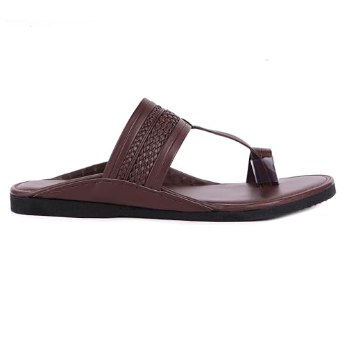 Image of CANVI Stylish Fancy & Comfortable Men's Kolhapuri Chappal Sandal Slipper for Men Stylish Faux Leather Men's Kolhapuri Slippers Thong Sandals for Men Stylish & Comfortable