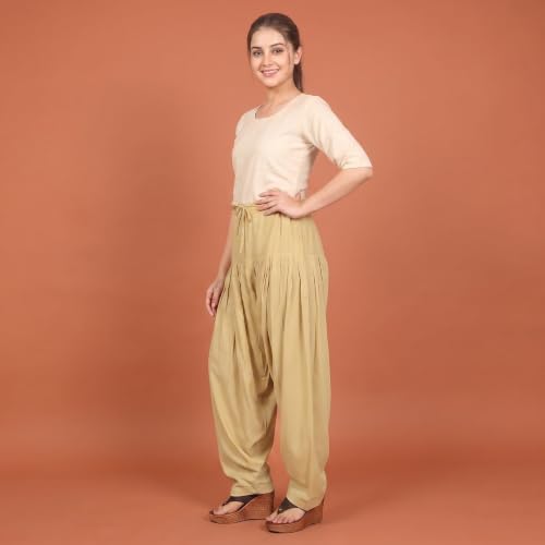 Image of FASHION GALLERY Women's Rayon Relaxed Fit Patiala Salwar with Full Length Drawstring Closure Type and Flexible Waist | Patiala Pant for Woman Free Size Fit Upto XXL