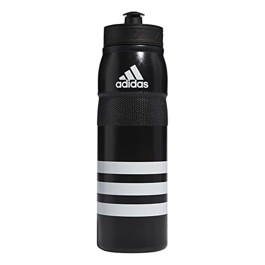 adidas 750 ML (28 oz) Stadium Refillable Plastic Sport Water Bottle, Black/White, One Size