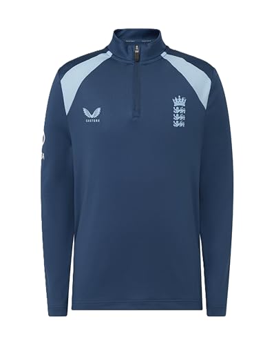 Image of Castore England Cricket Unisex Kids Performance Midlayer Top, Navy Ensign, 7-8Y