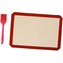 Silicone Baking Mat Set 2-Piece Heat Resistant Oven Sheet Liner with Glass Fiber and Oil Brush Non-Stick Pastry Mat for Easy Baking and Cooking