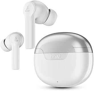 boAt Airdopes 300, Cinematic Spatial Audio, 50HRS Battery, 4Mic AI ENx, Fast Charge, App Support, Low Latency, IPX4, v5.3 Bluetooth TWS in Ear Earbuds Wireless Earphones with mic (Chrome White)