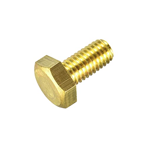 Image of uxcell Brass Hex Bolts, M8x16mm 1pcs Fully Thread Grade 4.8 Solid Brass Hexagon Head Bolt Machine Screws for Machinery