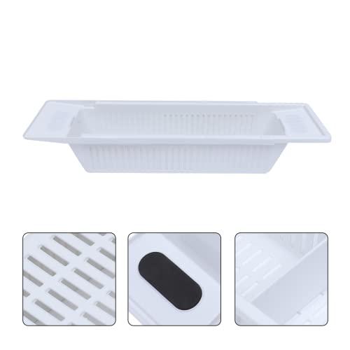 1Pc Non- Creative Supplies Shelf Book Table Toiletries Basket Shower Dish Practical Bathtub Bath Expandable White Slip Organizer Extendable Plastic Drainer Storing #TOP1