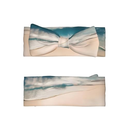 Beach Scenery Baby Bow Headband, Soft Baby Bow Hair Accessory For Newborn Babies, Toddlers, Kids.2