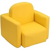 SUGGEST 2in1 キッズ ソファ ソファーテーブル 選べるカラー 肘掛けがテーブルになるソファ 組立不要 多機能 一人掛け 子ども用 チェア キッズルーム 子供部屋 リビング (イエロー)
