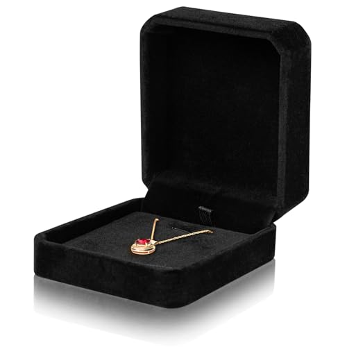 Lamoutor 1Pcs Velvet Necklace Pendant Gift Box Jewelry Gift Box (Black)