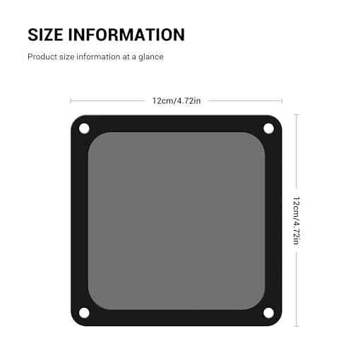 YIMATEECO 120mm Dust Filter PC for Computer Cooler/PSU/Routers Nylon 80 Mesh, Magnetic PC Fan Dust Cover Mesh Cooler Filter Dustproof Computer Fan Grills (Nylon, 120 * 120mm, 2pcs, Black)