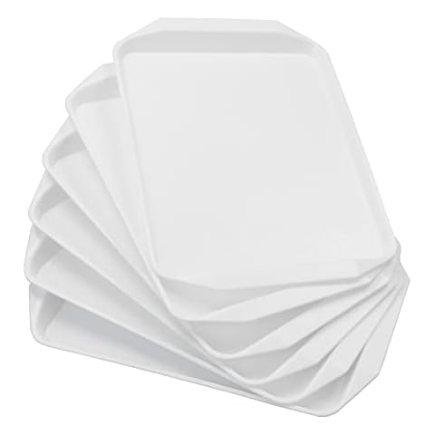 CadineUS 6-Pack Plastic Rectangular Serving Trays, Fast Food Serving Tray Cover