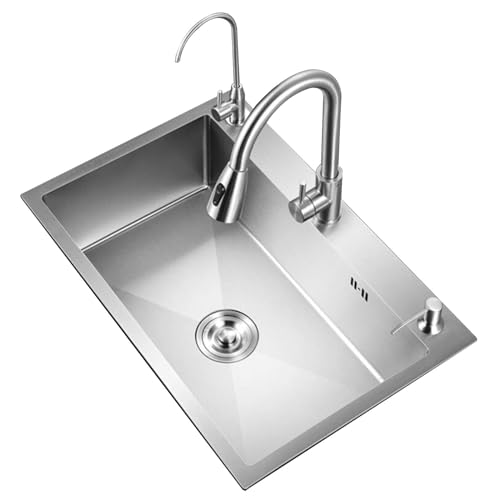 WIQUYBML Fregadero de Acero Inoxidable de un Solo Seno, Varios tamaños, para Colocar sobre la encimera, Ideal para Apartamentos, cocinas, baños y Balcones. Fácil de Limpiar, Apto para Lavar