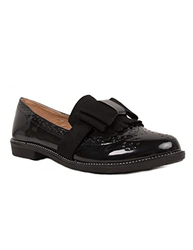 Mocassins femme vernis classiques avec nœud en...